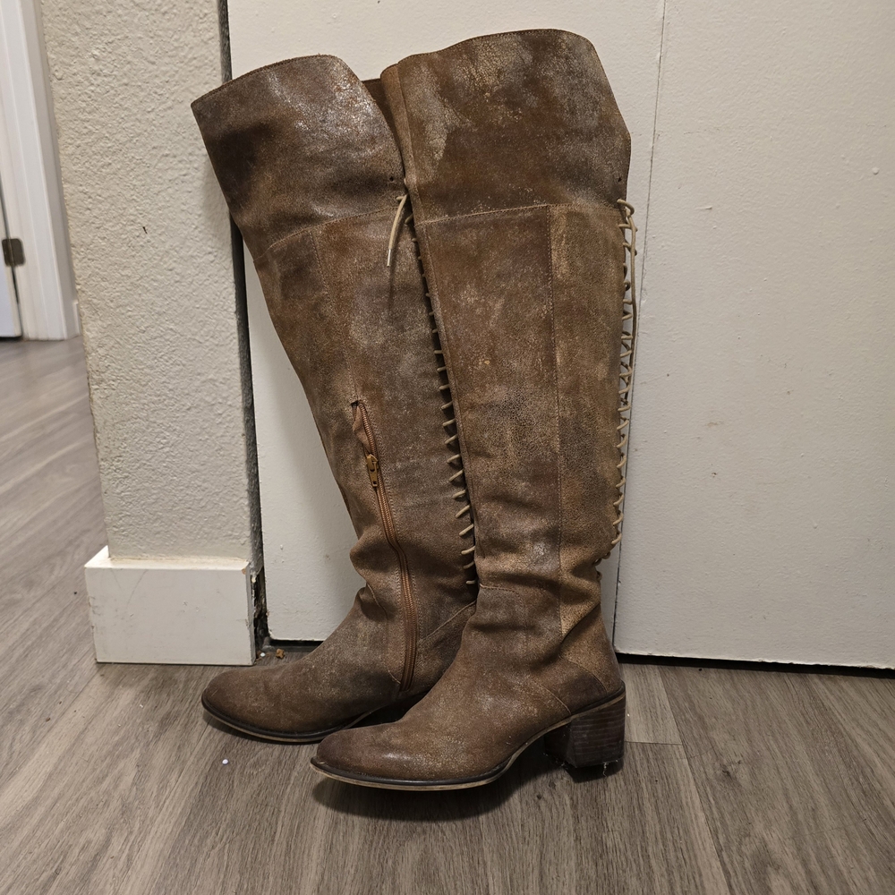 BrownLeather Knee-High Women's Boots